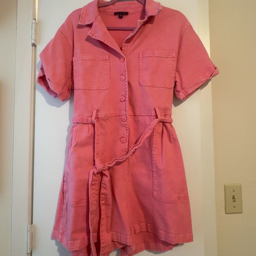 Pink Denim Romper